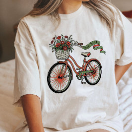 Cykel med blomsterkorg t shirt