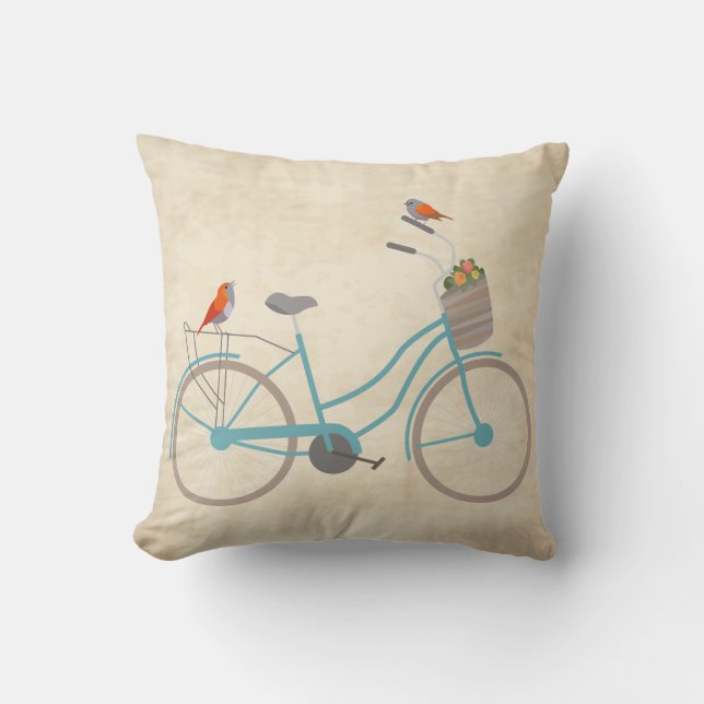 Cykel med fåglar kudde (Framsida)