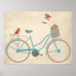 Cykel med fåglar poster