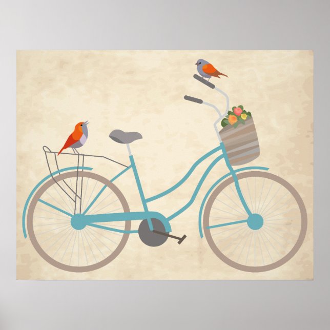 Cykel med fåglar poster (Framsidan)