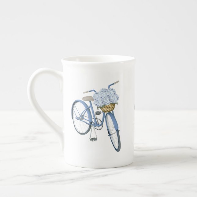 Cykel med hortensiakorg Blomsterälskare Benporslin Mugg (Vänster)