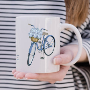 Cykel med Hydrangea Basket Flower Älskare Ceramic Kaffemugg