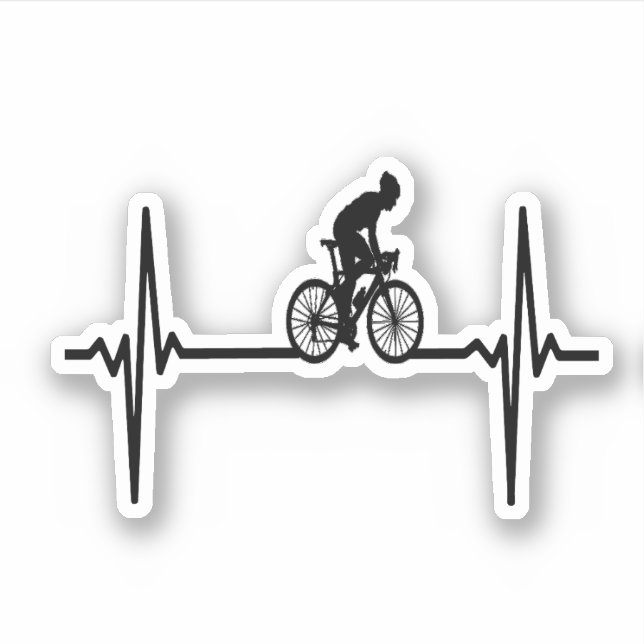 Cykel med pulsslag - cyklande pulsslag klistermärken (Framsida)