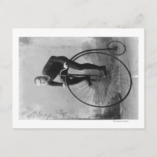 Cykel med stor framhjulsfoto vykort