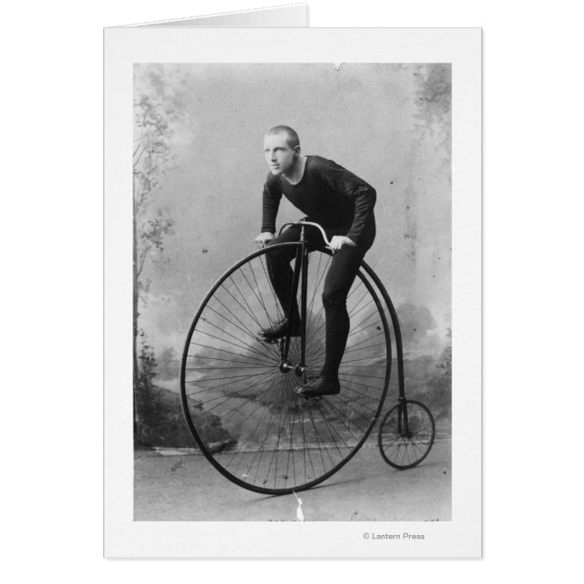 Cykel med stort framhjul hälsningskort (Framsidan)