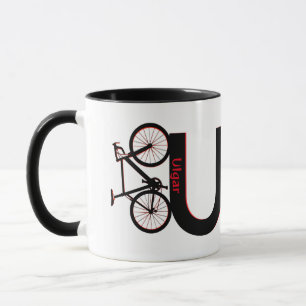 Cykel, nedförsbacke, cykel mugg