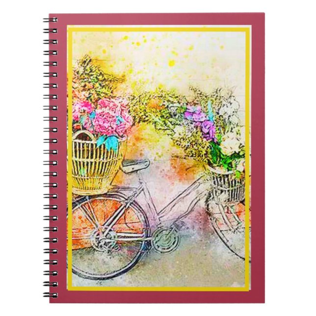 Cykel och blommor anteckningsbok (Framsidan)