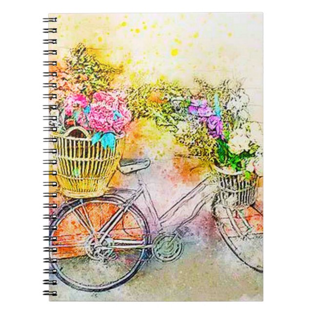 Cykel och blommor  anteckningsbok (Framsidan)