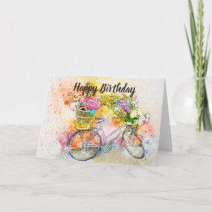 Cykel och blommor kort