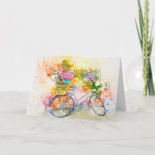 Cykel och blommor kort