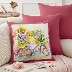 Cykel och blommor kuddfodral kudde