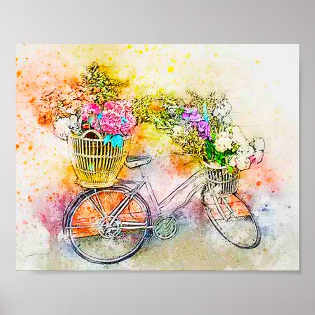 Cykel och blommor poster (Framsidan)