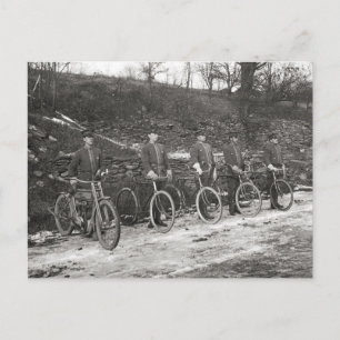 Cykel- och motorcykelpolisen, 1915. Vintagefoto Vykort