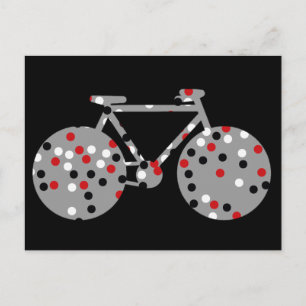 cykel och polka dots svart vykort
