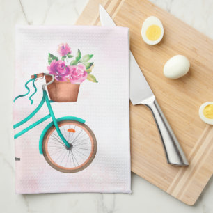Cykel och Rosa ros Kökshandduk