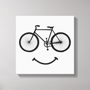 Cykel och Smile T-Shirt Cykel Tröja Svart Canvastryck