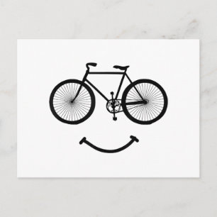 Cykel och Smile T-Shirt Cykling T-Shirt Svart Helg Vykort