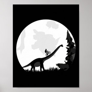 Cykel På En Dinosaurie Mån Silhuett Mtb Mountain B Poster