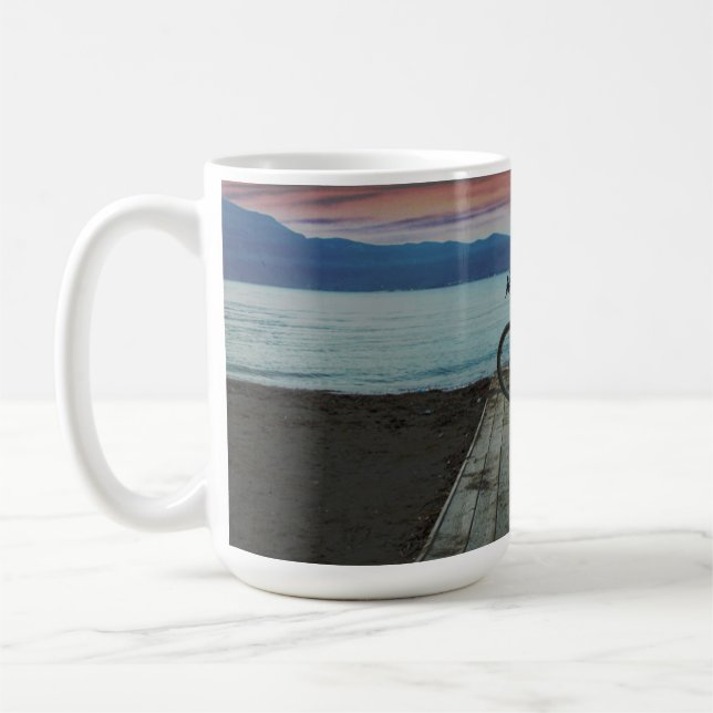 Cykel på pir | Grekland Kaffemugg (Vänster)