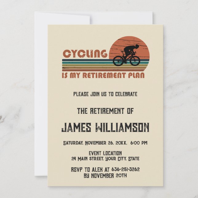Cykel pensionerad pensionsfest inbjudan (Framsida)