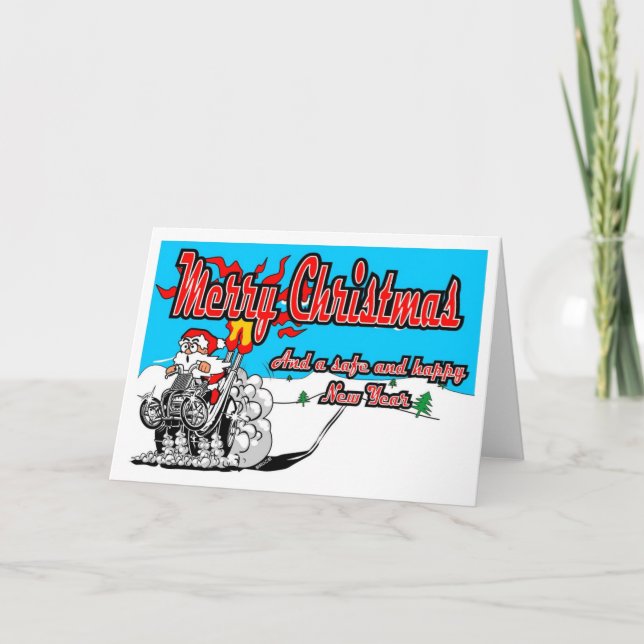 Cykel Santa för god julkvadratsnö! Helgkort (Framsida)