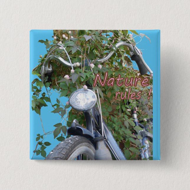 Cykel täckt med Clematis Square Button Knapp (Framsida)