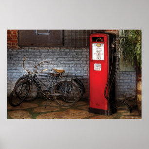 Cykel - två cyklar och en gasa pumpar poster