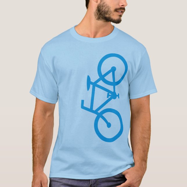 Cykel vertikal Silhouette, blåttdesign T-shirt (Framsida)