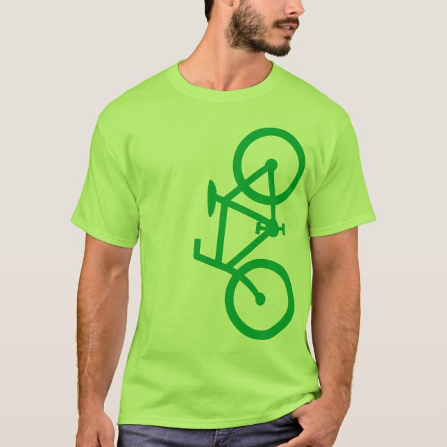 Cykel vertikal Silhouette, grön design Tee Shirt (Framsida)