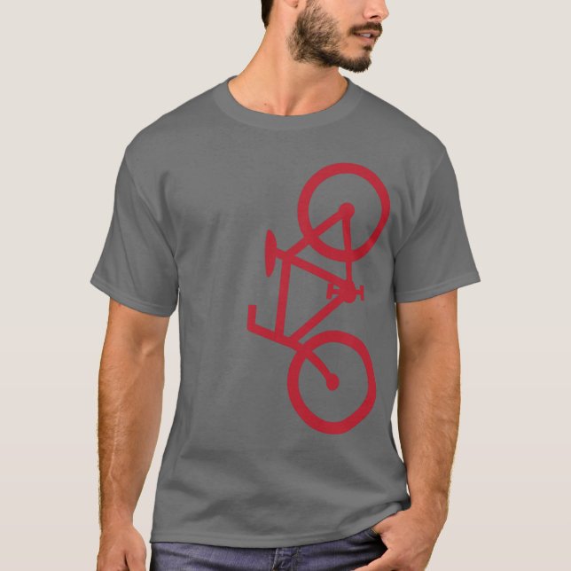 Cykel vertikal Silhouette, röd design T-shirt (Framsida)