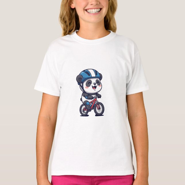 Cykeläventyr Panda Kids T Shirt (Framsida)