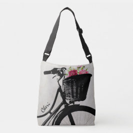 Cykelbasketen av blommor som kor förkroppsligar, axelväska