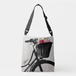 Cykelbasketen av blommor som kor förkroppsligar, axelväska