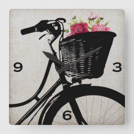 Cykelbasketen med pionväggen tar tid på fyrkantig klocka