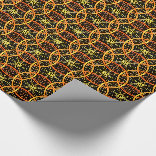 Cykelcykelns orange svart mönster presentpapper (Hörn)