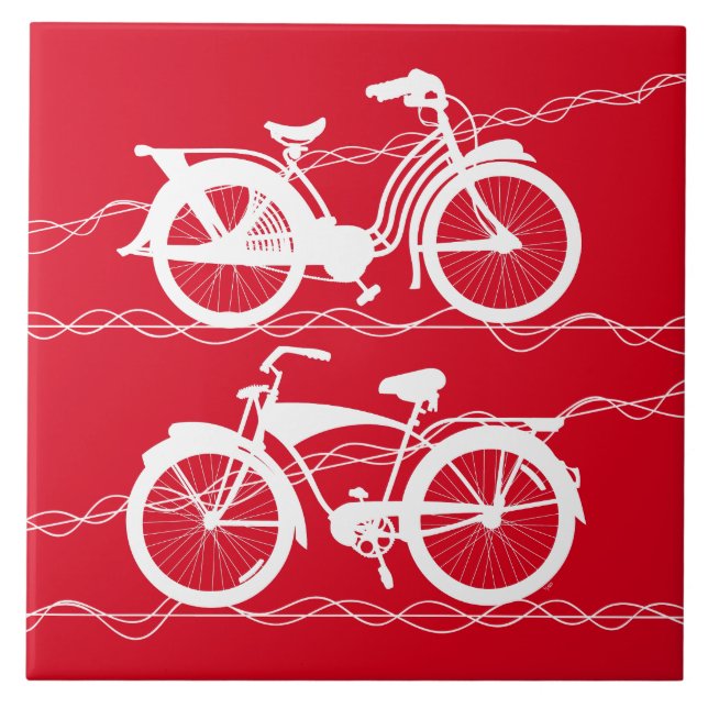Cykelcykelns vita keramiska plattor kakelplatta (Framsidan)