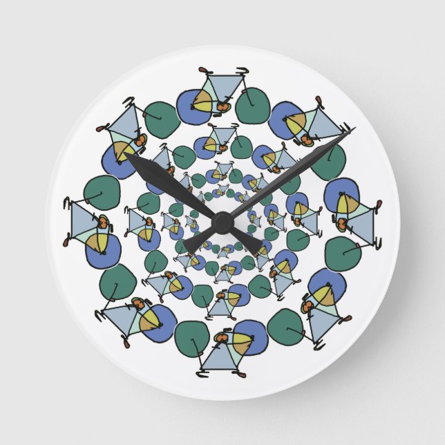 Cykelcyklar i färg i cirklar rund klocka (Framsida)