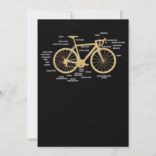 Cykelcykling Anatomy Road Bike Parts Biking Anteckningskort (Framsida)
