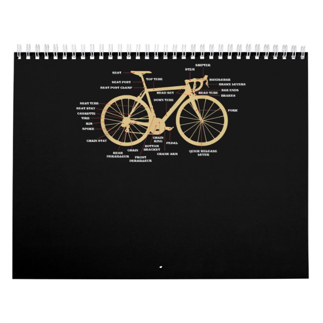 Cykelcykling Anatomy Road Bike Parts Biking Kalender (Omslag)