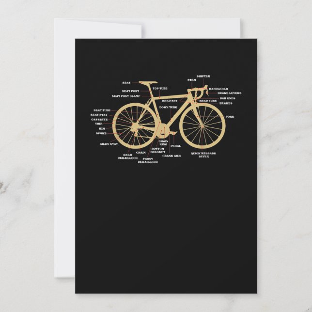 Cykelcykling Anatomy Road Bike Parts Biking Tack Kort (Framsida)
