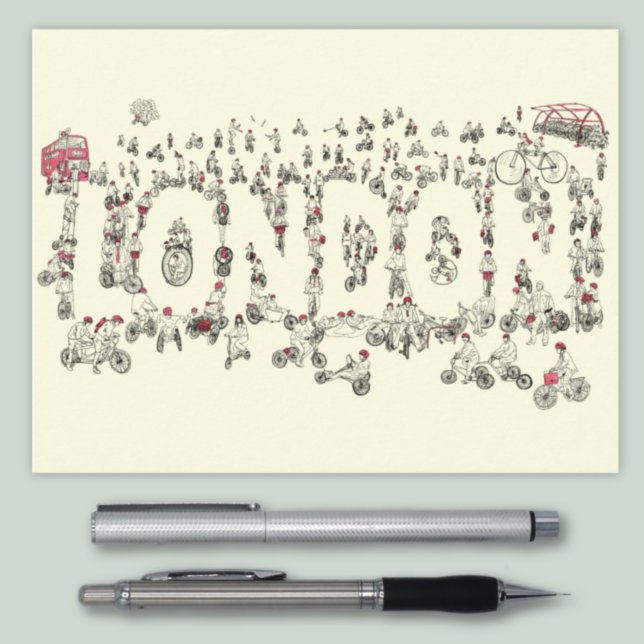 Cykelcykling london-typografi illustration vykort (Skapare uppladdad)