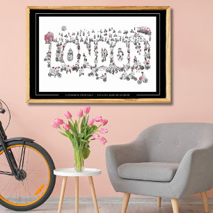 Cykelcykling runt London Line Art Poster