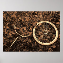 Cykeldelar med höstlöv poster