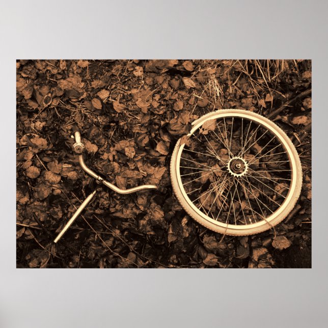 Cykeldelar med höstlöv poster (Framsidan)