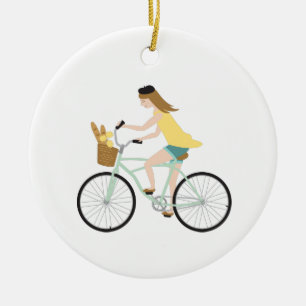 Cykelflicka Julgransprydnad Keramik