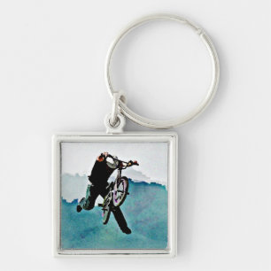 Cykeljippo för fristil BMX Fyrkantig Silverfärgad Nyckelring