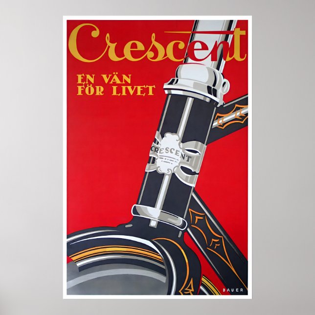 Cykelkonst Svenskt cykel affisch Crescent cykel (Framsidan)
