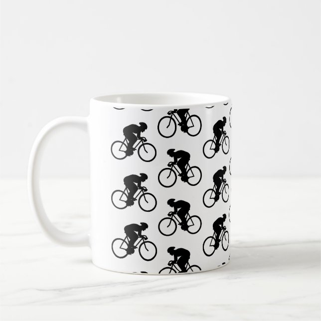 Cykelmönster i svart och White. Kaffemugg (Vänster)