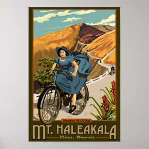 Cykeln för Mt. Haleakala rider Hawaii Poster