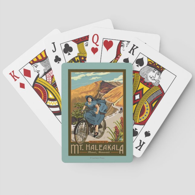 Cykeln för Mt. Haleakala rider Hawaii Spel Kort (Baksidan)